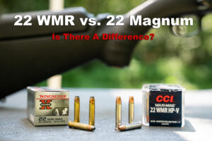 22 WMR vs 22 Mag ammo with a rifle displayed