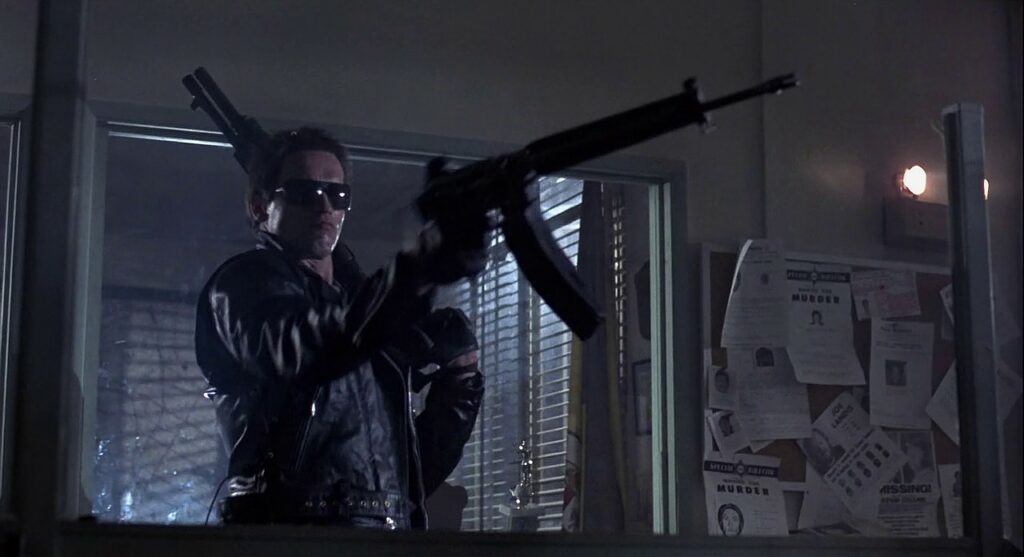 terminator gun AR18 used by Arnold