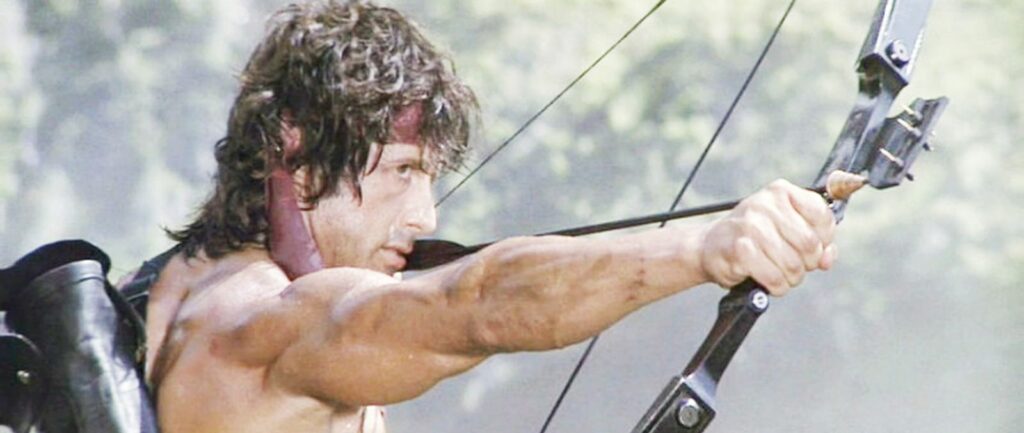 Rambo with a compound bow, which is not a gun at all