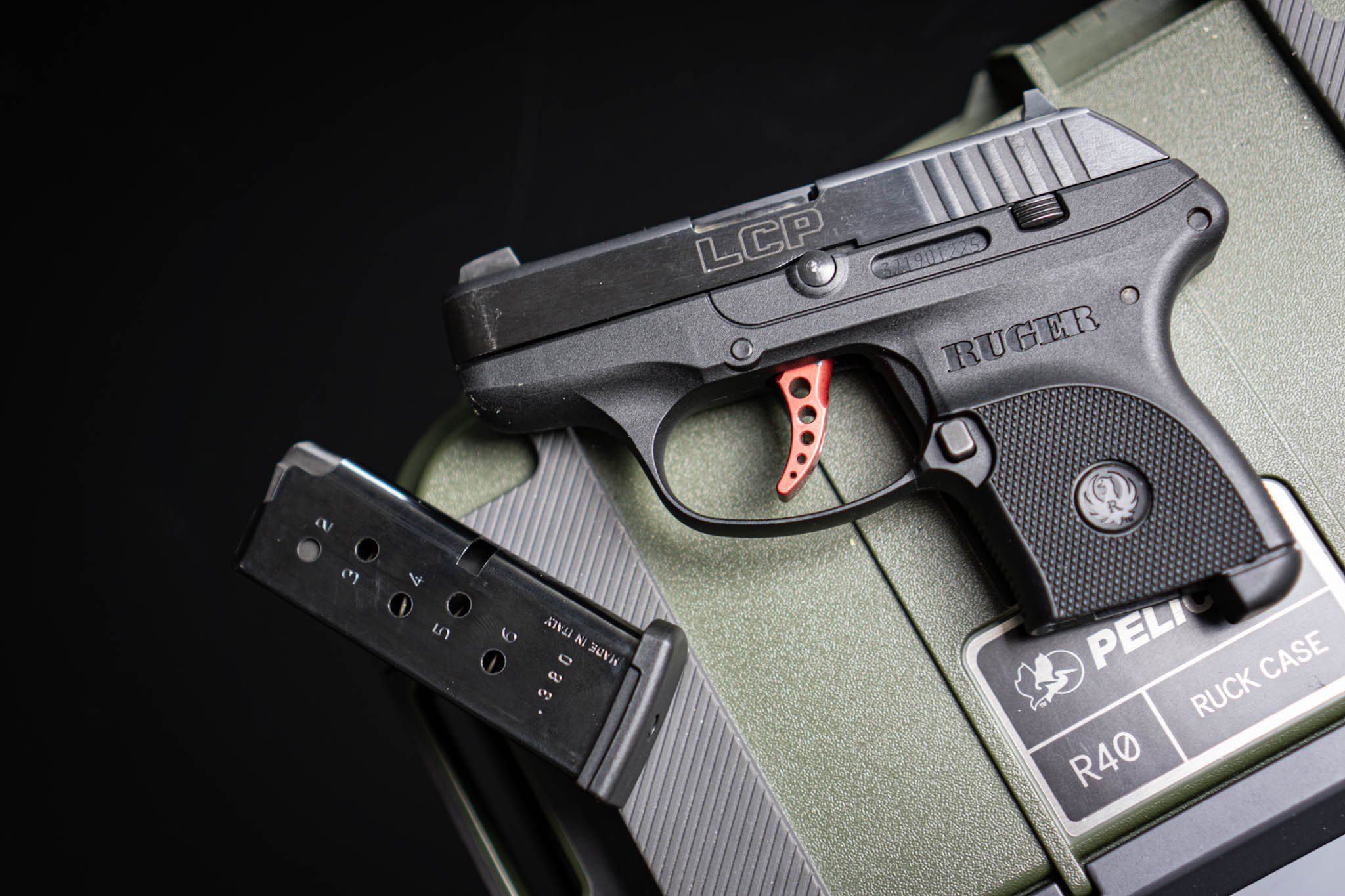 Ruger LCP Without Magazine on a case gun