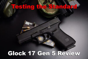 Glock 17 Gen 5 review pistol with ammo on a table