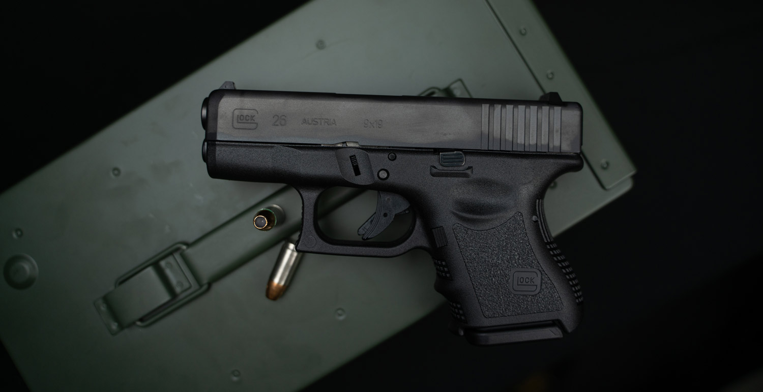 A Glock 26 9mm pistol