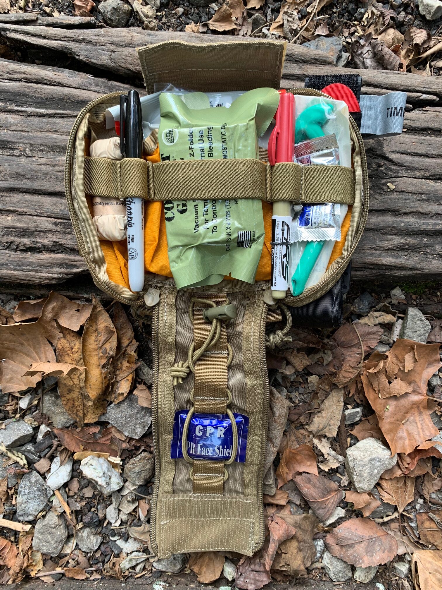IFAK assembled by author in the outdoors. 