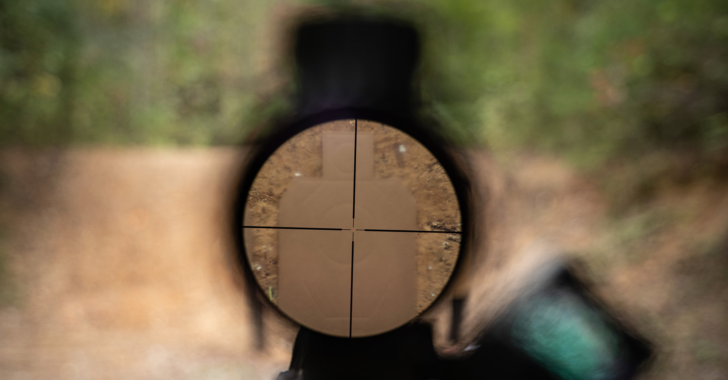 Looking through a scope reticle