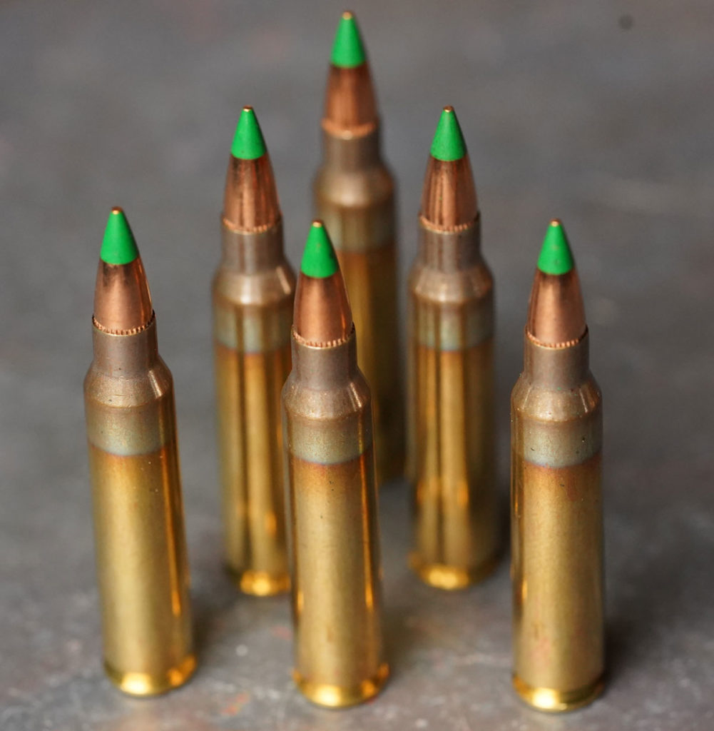 M855 green tipped ammo on a table