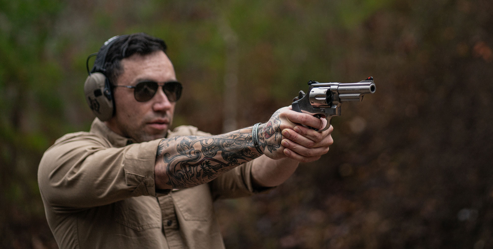 Firing the 44 magnum at a shooting range