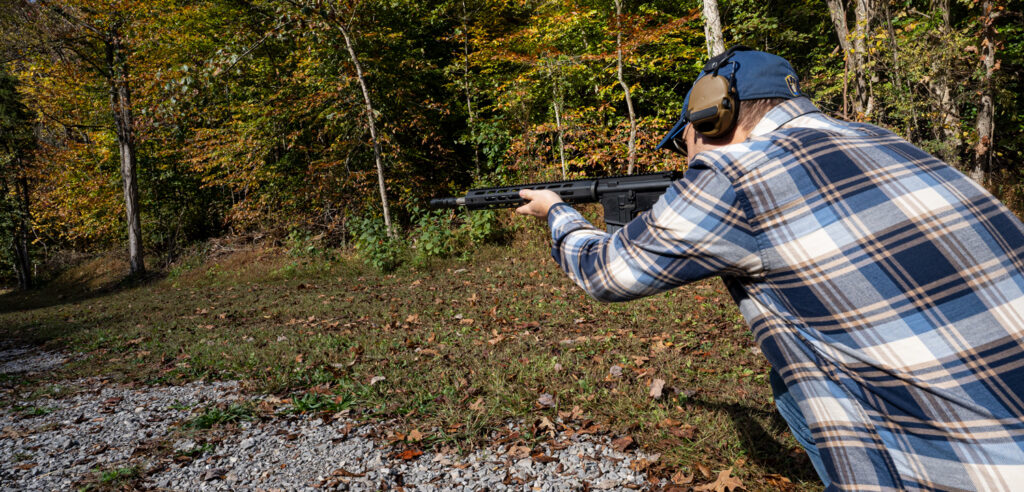 The author shooting a 458 SOCOM rifle at the range