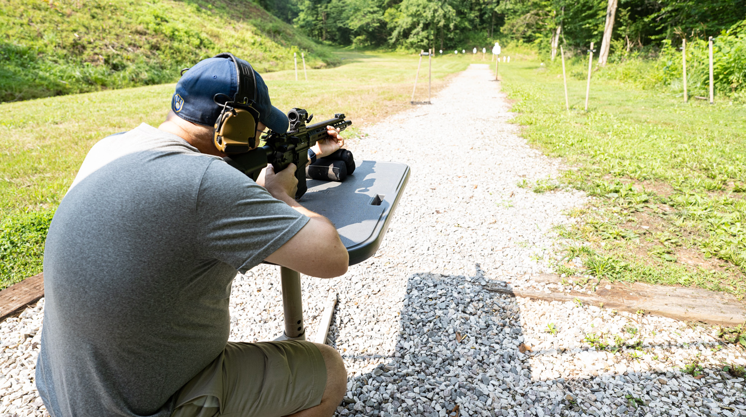 The author shooting spire point bullets at a shooting range