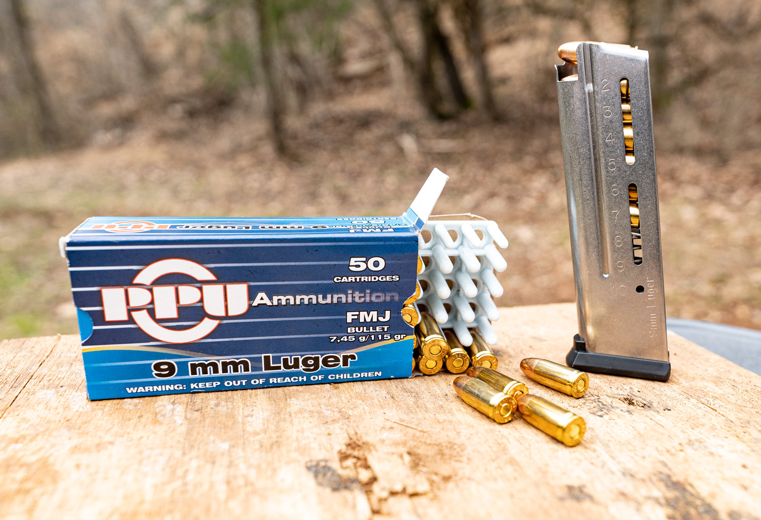A single stack 9mm 1911 magazine