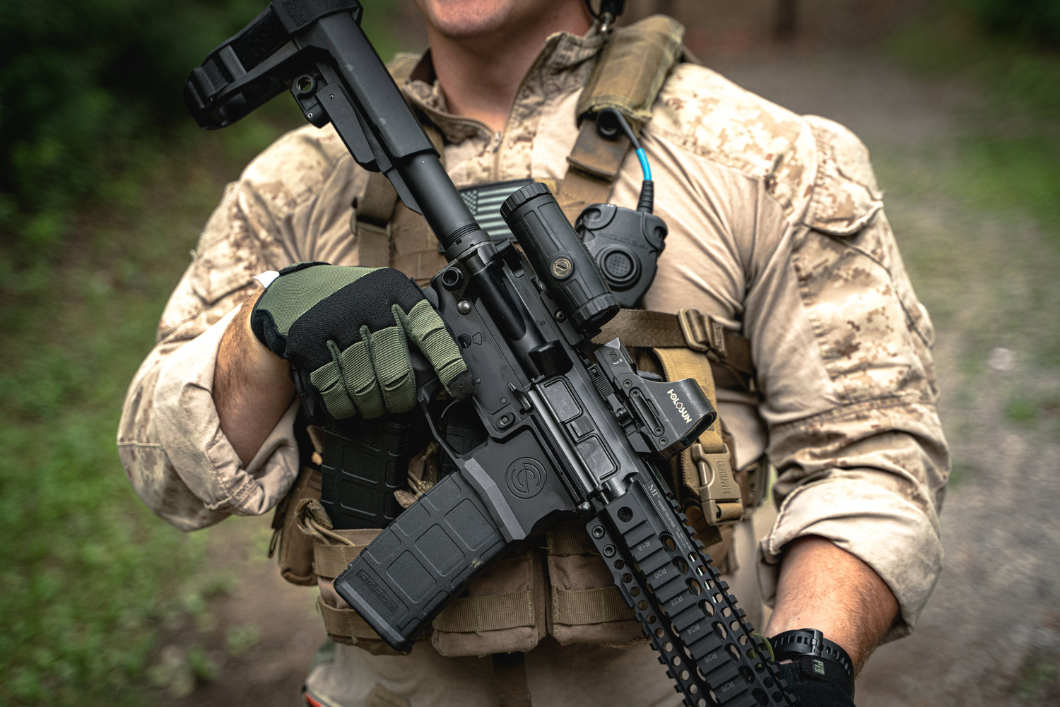 Soldier with AR-15 and ammo