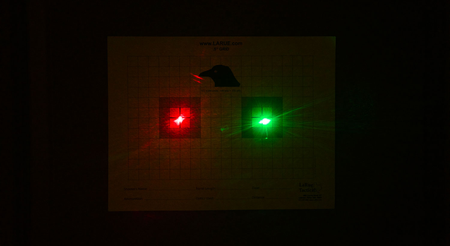 laser sights pointed at indoor target