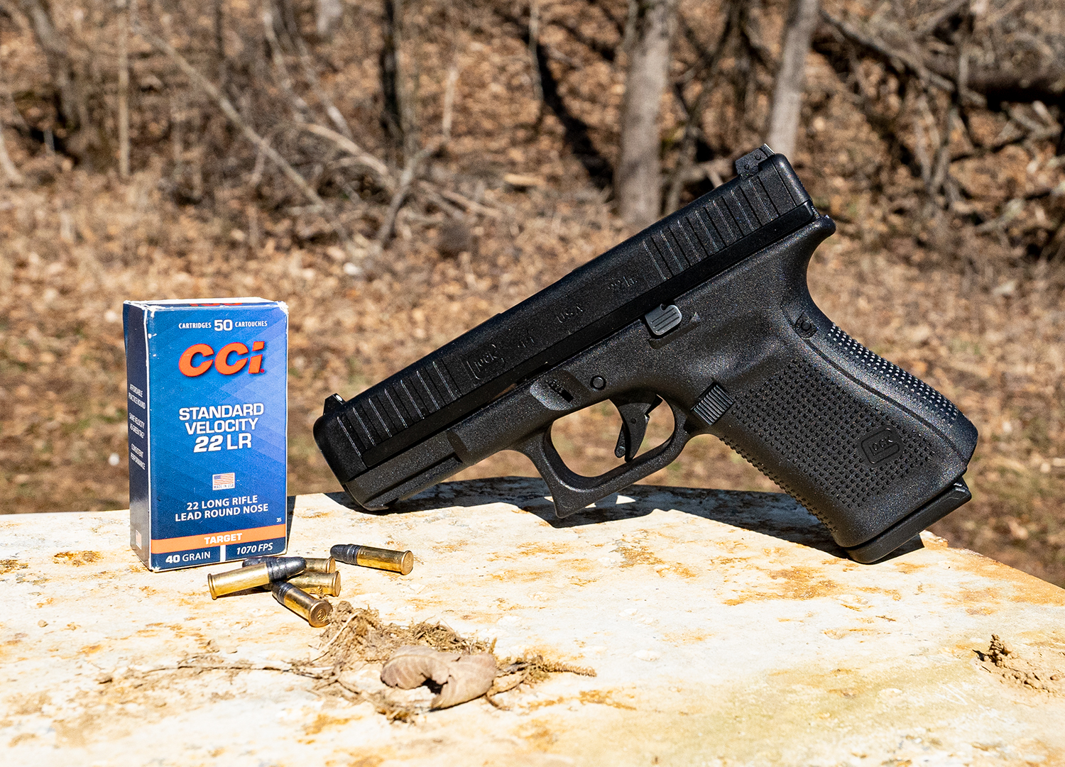 lead round nose ammo with glock 44 at a shooting range