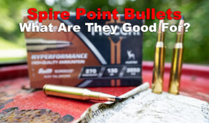 Spire point ammo on display at a shooting range