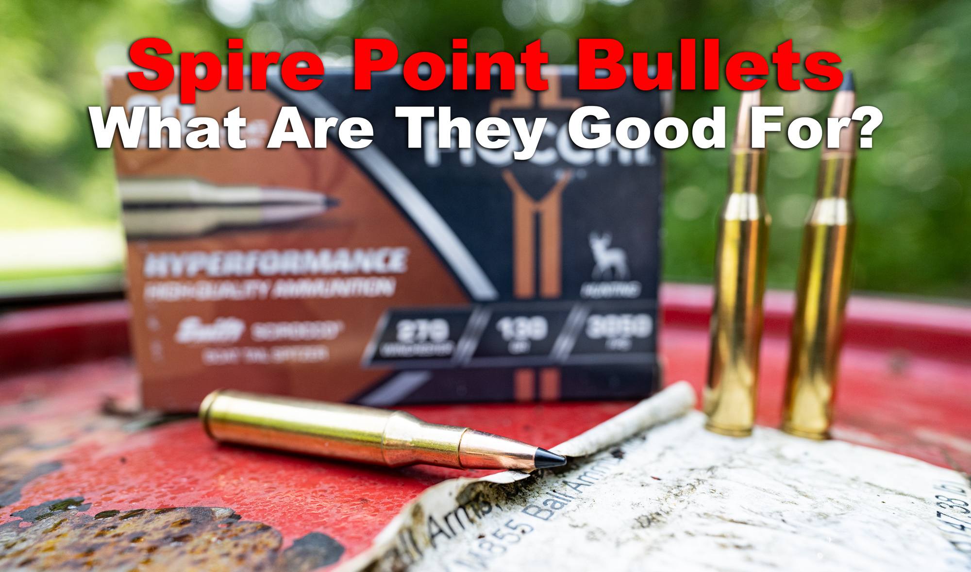 Spire point ammo on display at a shooting range
